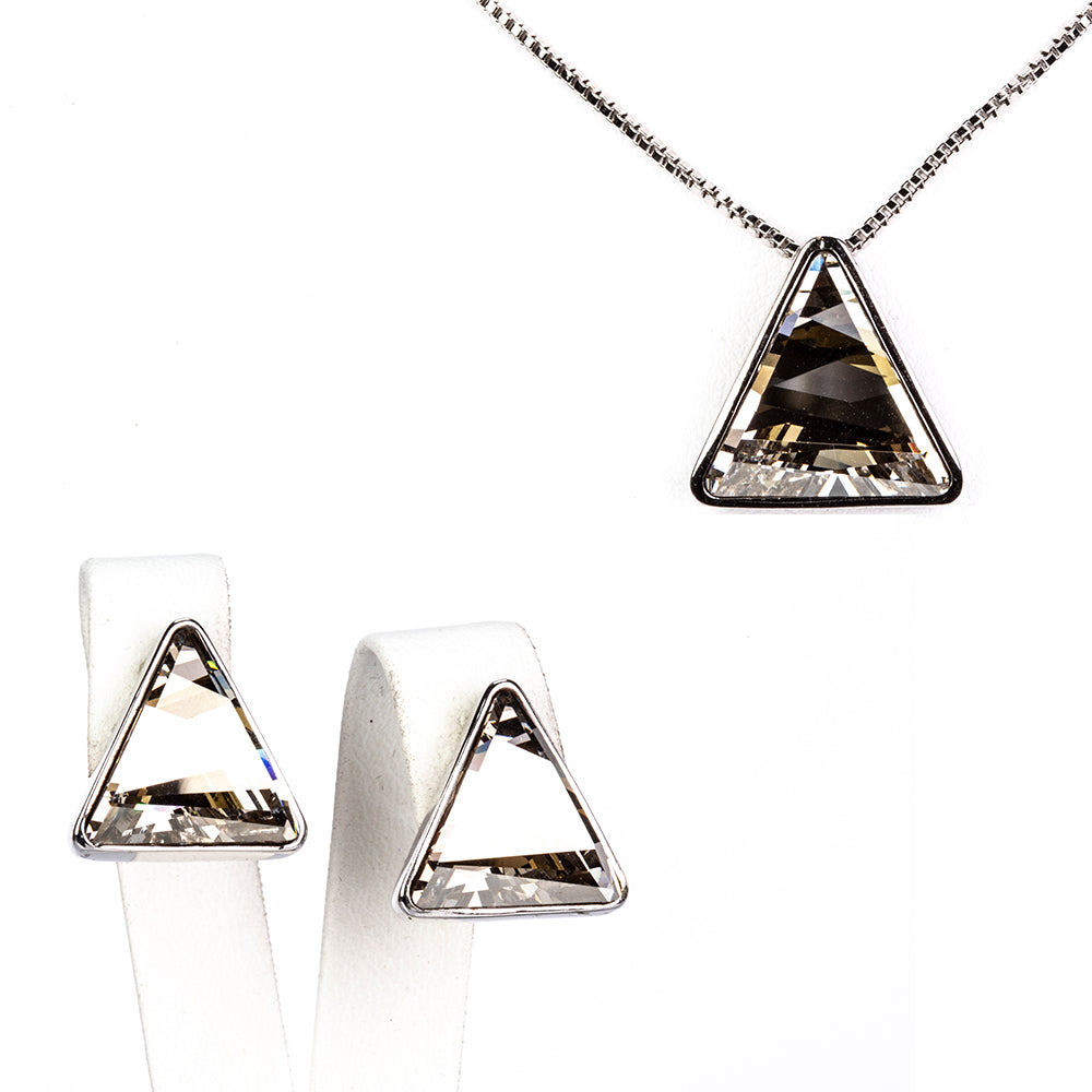 Conjunto de Aleación Bañado en Oro con Cristal Emporia® Negro ( Pendientes +Colgante ) 1 