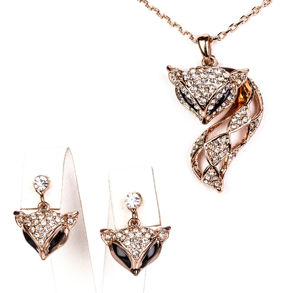 Conjunto de Aleación Bañado en Oro con Cristal Emporia® Blanco ( Collar +Pendientes ) 1 