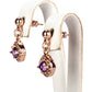 Conjunto de Aleación Bañado en Oro con Cristal Emporia® Púrpura ( Collar +Pendientes +Anillo +Colgante )