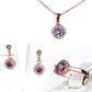 Conjunto de Aleación Bañado en Oro con Cristal Emporia® Púrpura ( Collar +Pendientes +Anillo +Colgante )