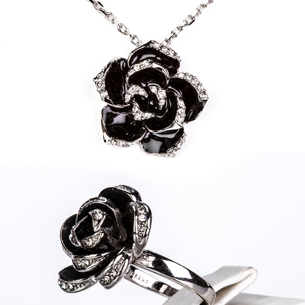 Conjunto de Aleación Bañado en Oro con Esmalte ( Collar +Anillo ) 1 