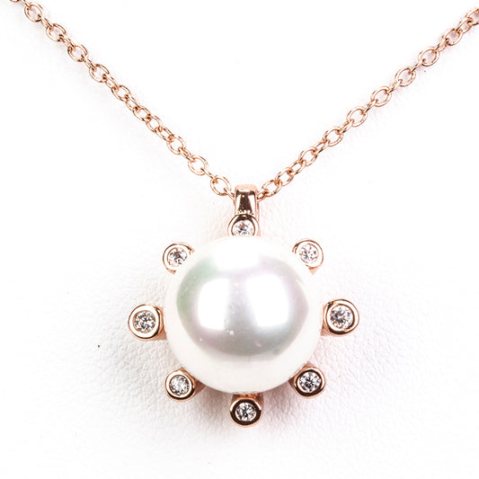 Conjunto de Aleación Bañado en Oro con Perla de cristal y Cristal Emporia® Blanco ( Collar +Pendientes +Anillo )