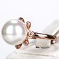 Conjunto de Aleación Bañado en Oro con Perla de cristal y Cristal Emporia® Blanco ( Collar +Pendientes +Anillo )