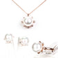 Conjunto de Aleación Bañado en Oro con Perla de cristal y Cristal Emporia® Blanco ( Collar +Pendientes +Anillo )
