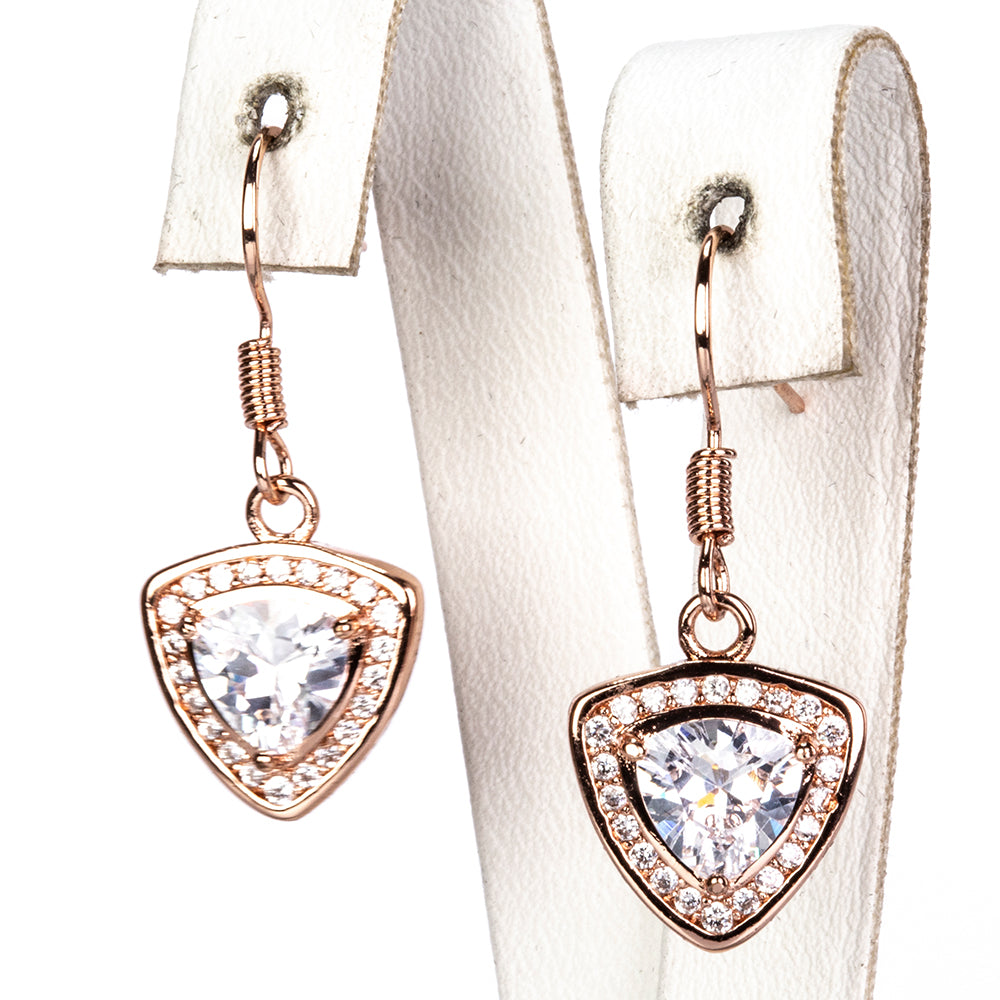 Conjunto de Aleación Bañado en Oro con Cristal Emporia® Blanco ( Collar +Pendientes ) 4 