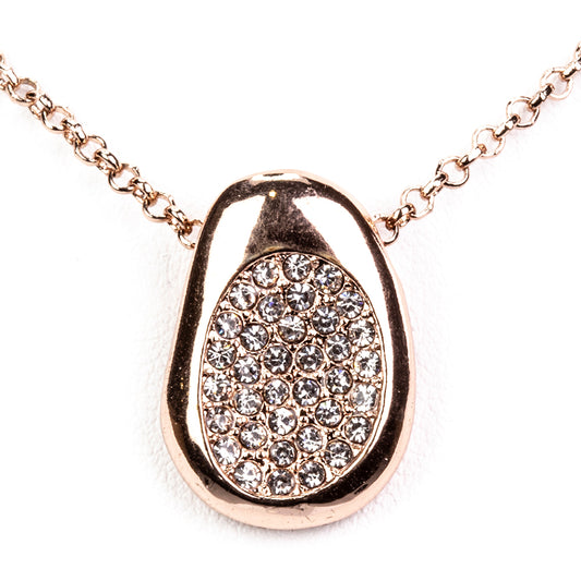 Conjunto de Aleación Bañado en Oro con Cristal Emporia® Blanco ( Collar +Pendientes +Anillo )