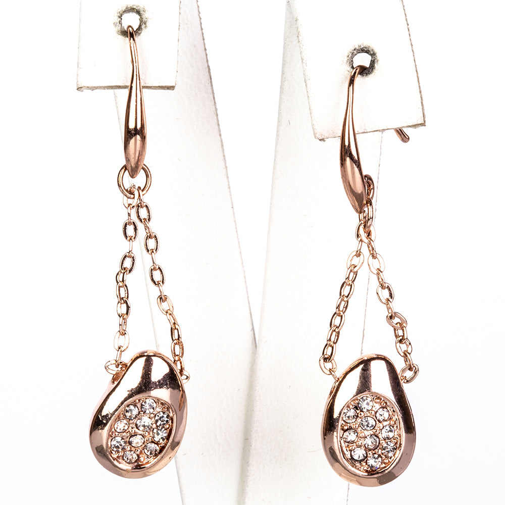 Conjunto de Aleación Bañado en Oro con Cristal Emporia® Blanco ( Collar +Pendientes +Anillo ) 4 