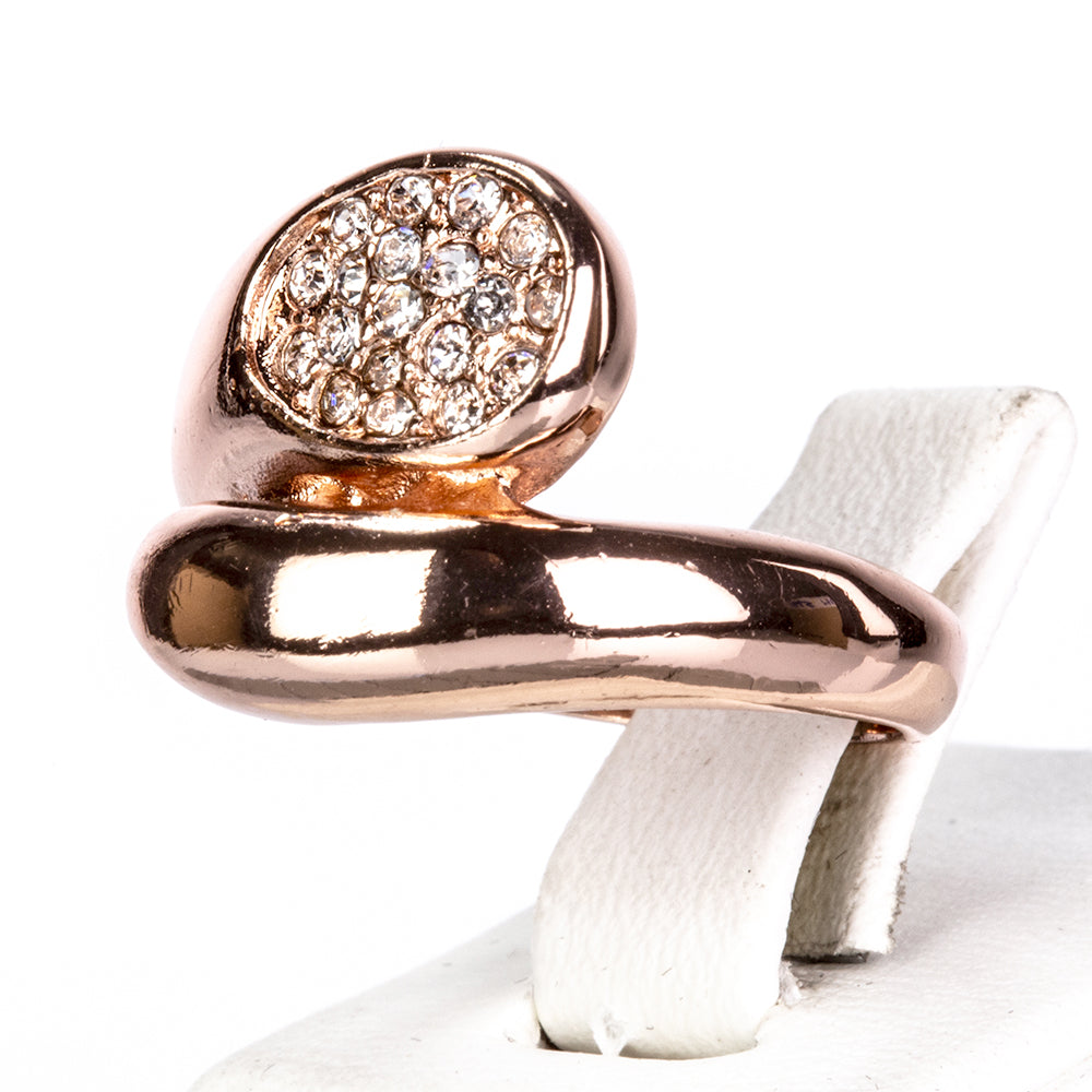 Conjunto de Aleación Bañado en Oro con Cristal Emporia® Blanco ( Collar +Pendientes +Anillo ) 5 