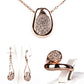 Conjunto de Aleación Bañado en Oro con Cristal Emporia® Blanco ( Collar +Pendientes +Anillo )