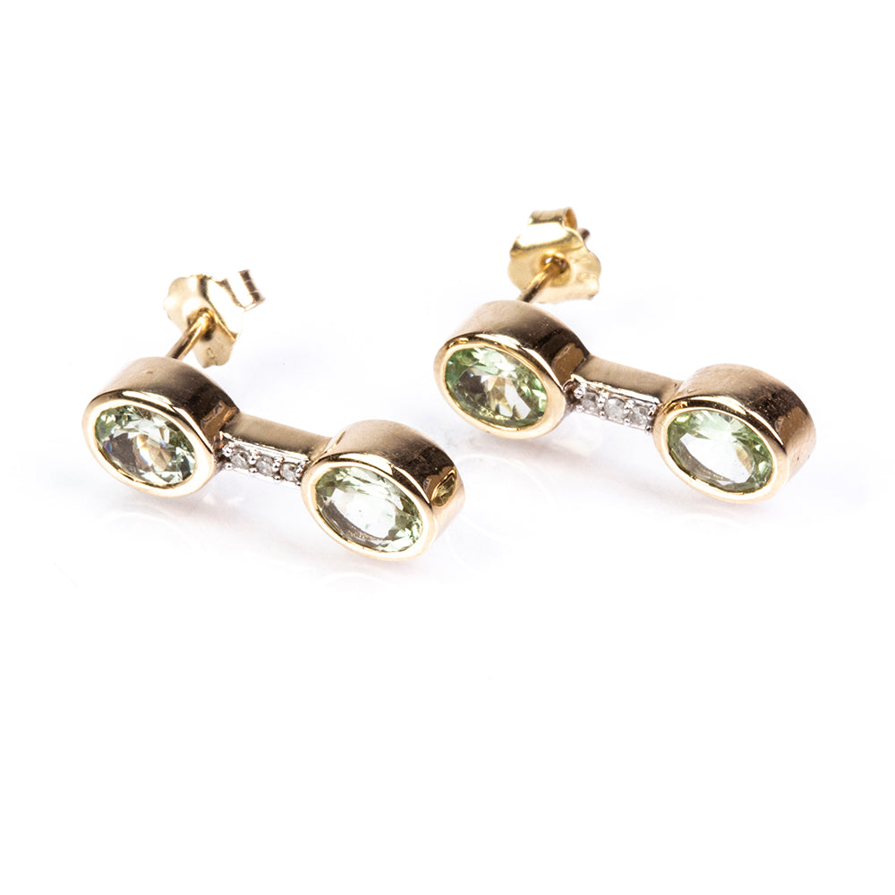 Pendientes de Oro 9K con Granate Kijani y Diamante blanco 1 