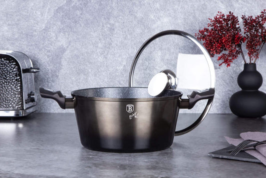Cacerola con tapa (4,1L) Berlingen Haus línea metálica brillante en negro