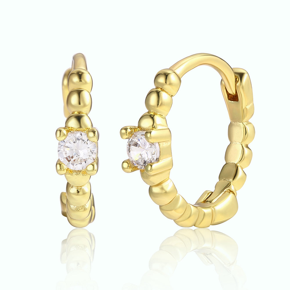 Pendientes de Aleación Bañado en Oro con Cristal Emporia® Blanco 1 