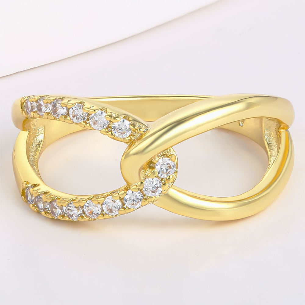 Anillo de Aleación Bañado en Oro con Cristal Emporia® Blanco 1 