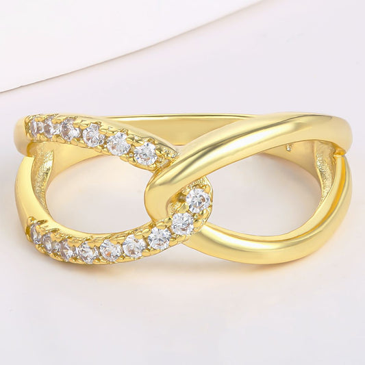 Anillo de Aleación Bañado en Oro con Cristal Emporia® Blanco