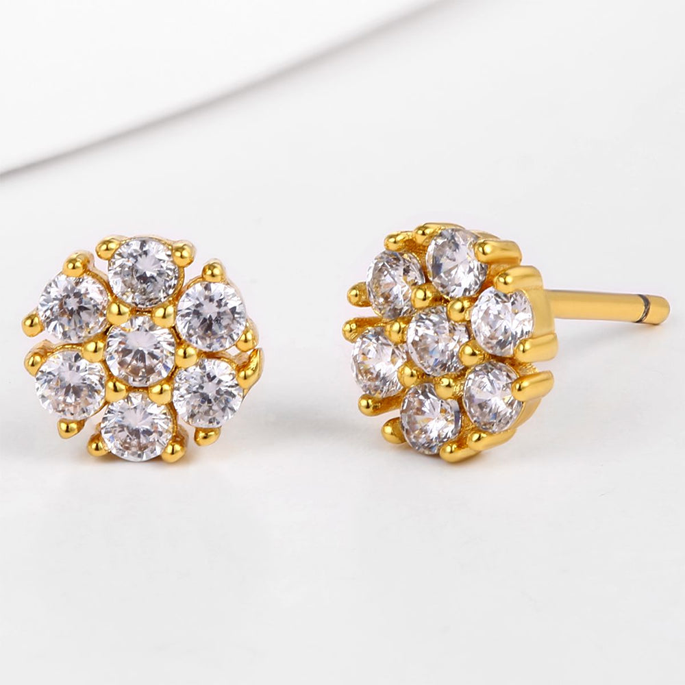 Pendientes de Aleación Bañado en Oro con Cristal Emporia® Blanco