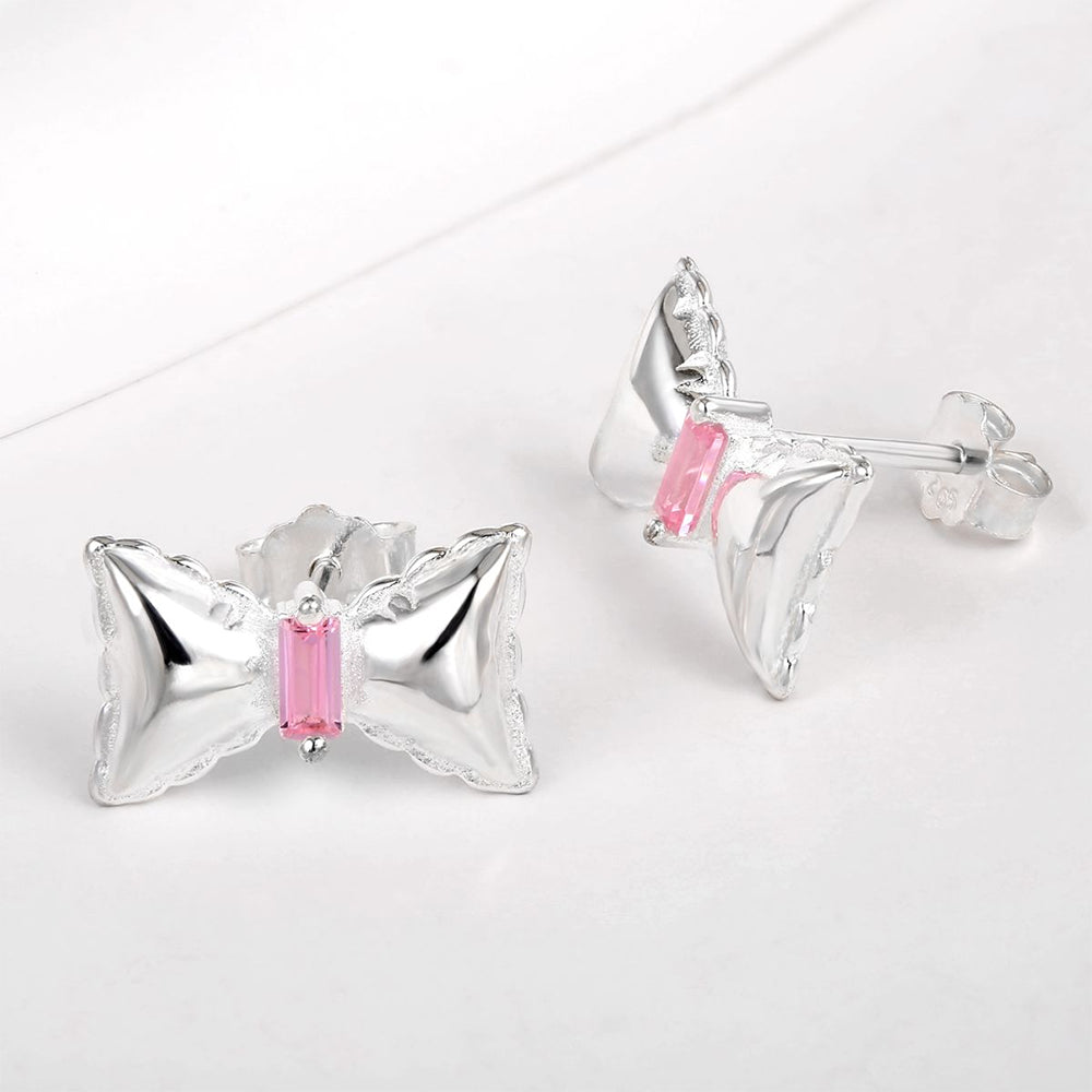 Whitegold Tone Alloy Earrings with Pink Emporia Crystals 1 