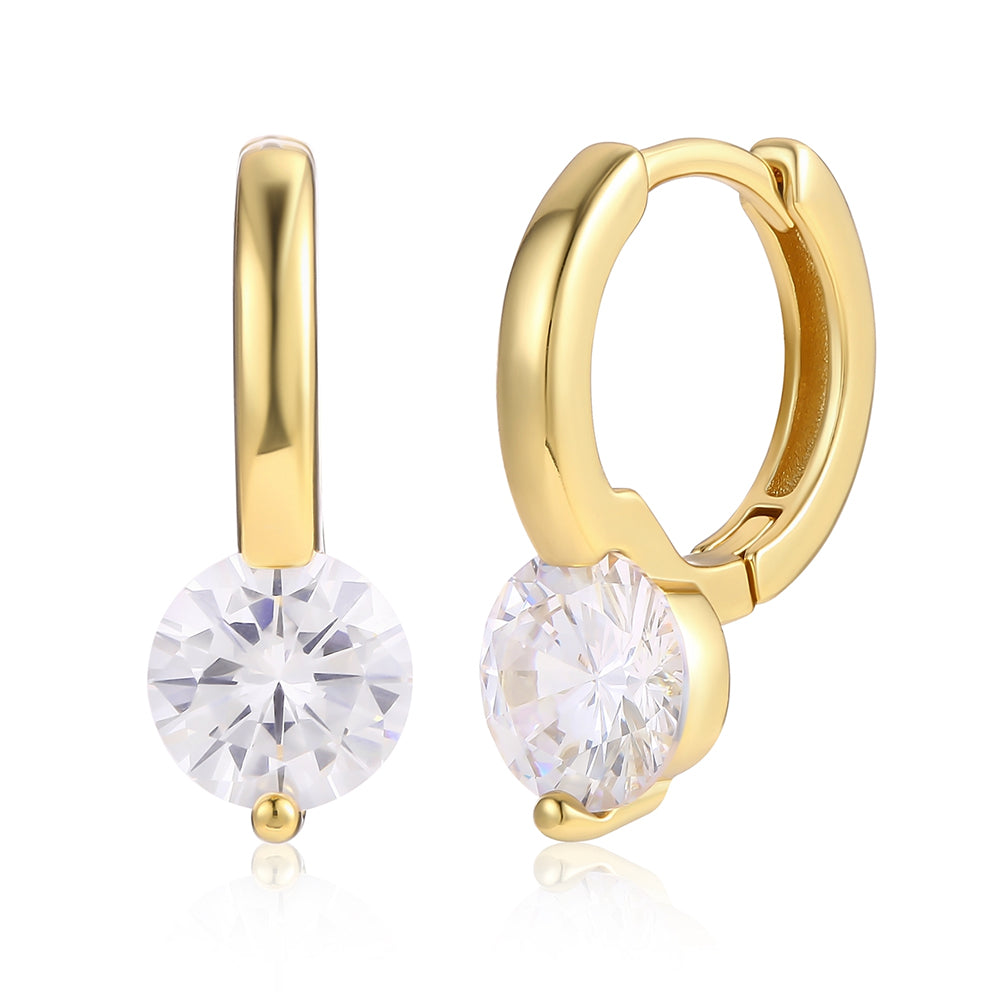 Pendientes de Aleación Bañado en Oro con Cristal Emporia® Blanco 1 