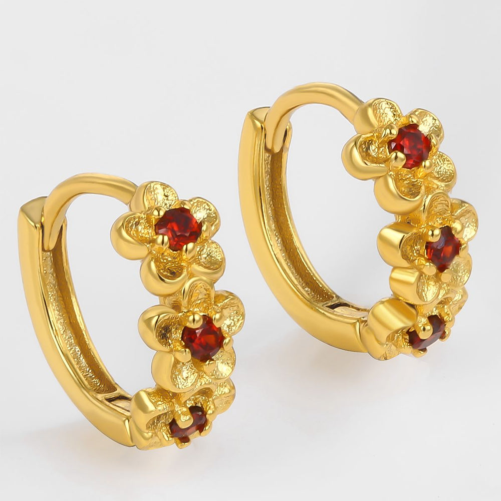 Pendientes de Aleación Bañado en Oro con Cristal Emporia® Rojo 1 