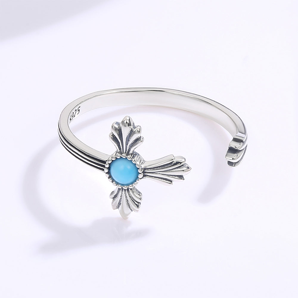 Anillo de Aleación Bañado en Oro con Cristal Emporia® Azul 1 