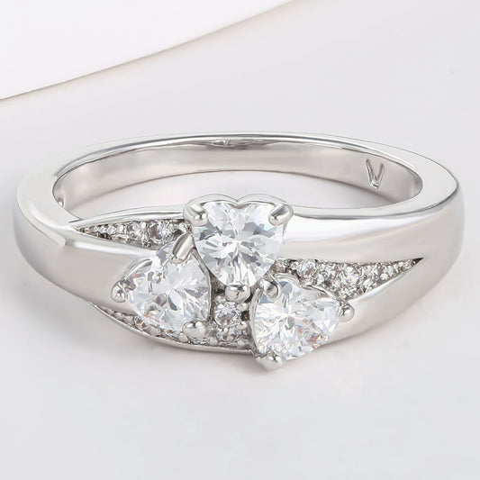 Anillo de Aleación Bañado en Oro con Cristal Emporia® Blanco