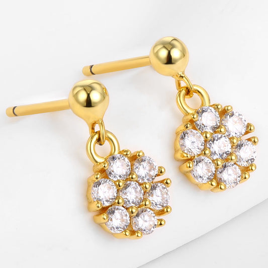 Pendientes de Aleación Bañado en Oro con Cristal Emporia® Blanco