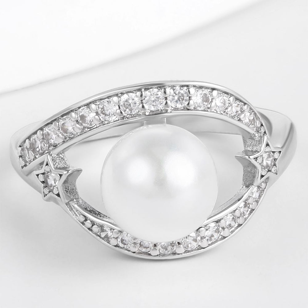 Anillo de Aleación Bañado en Oro con Cristal Emporia® Blanco 1 