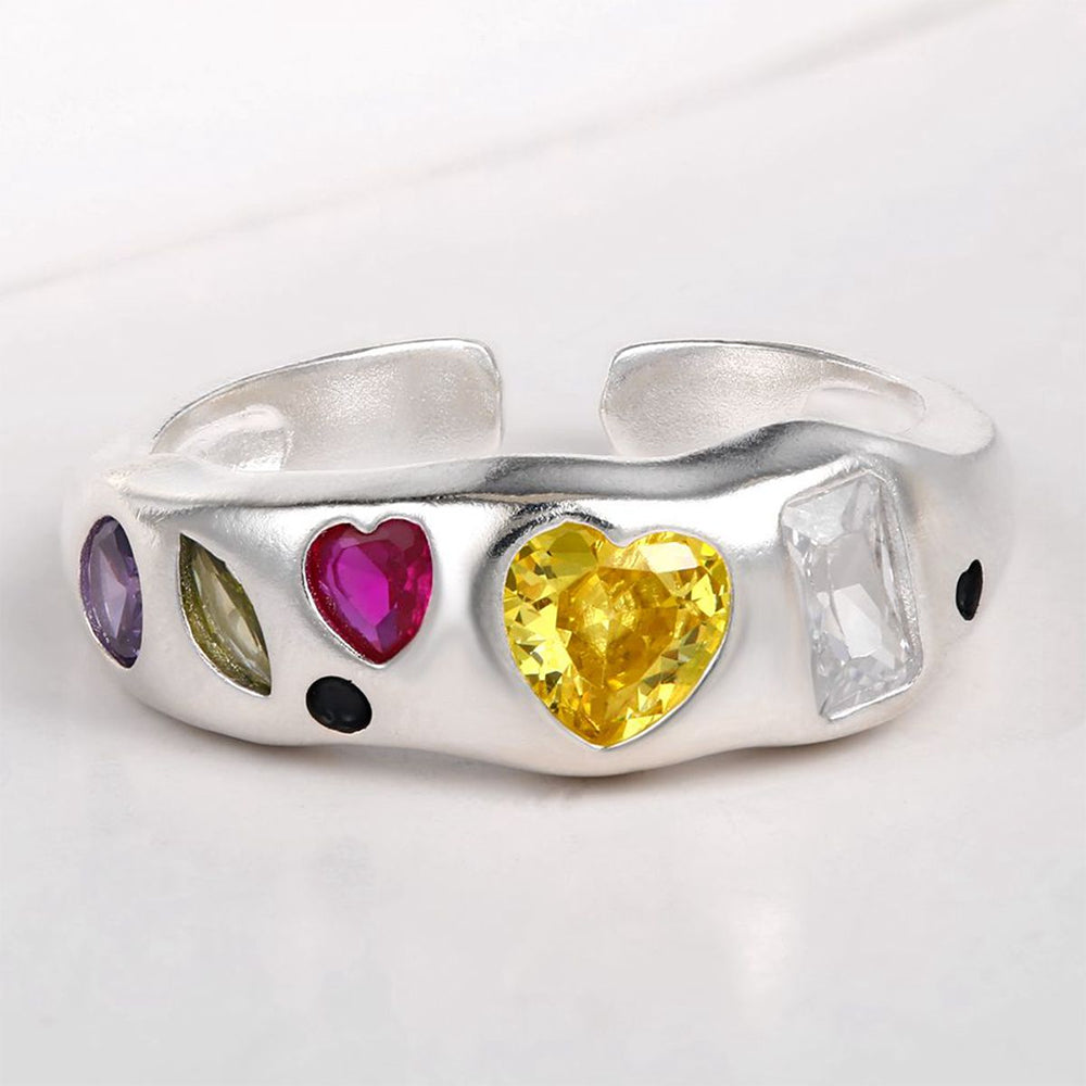 Anillo de Aleación Bañado en Oro con Cristal Emporia® Rojo y Cristal Emporia® Amarillo 1 