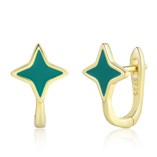 Pendientes de Aleación Bañado en Oro con Cristal Emporia® Verde