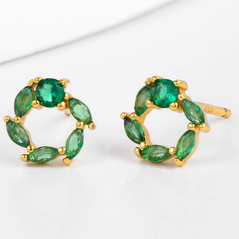 Pendientes de Aleación Bañado en Oro con Cristal Emporia® Verde
