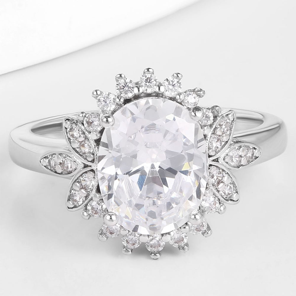 Anillo de Aleación Bañado en Oro con Cristal Emporia® Blanco 1 