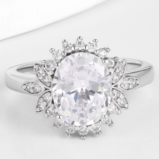 Anillo de Aleación Bañado en Oro con Cristal Emporia® Blanco