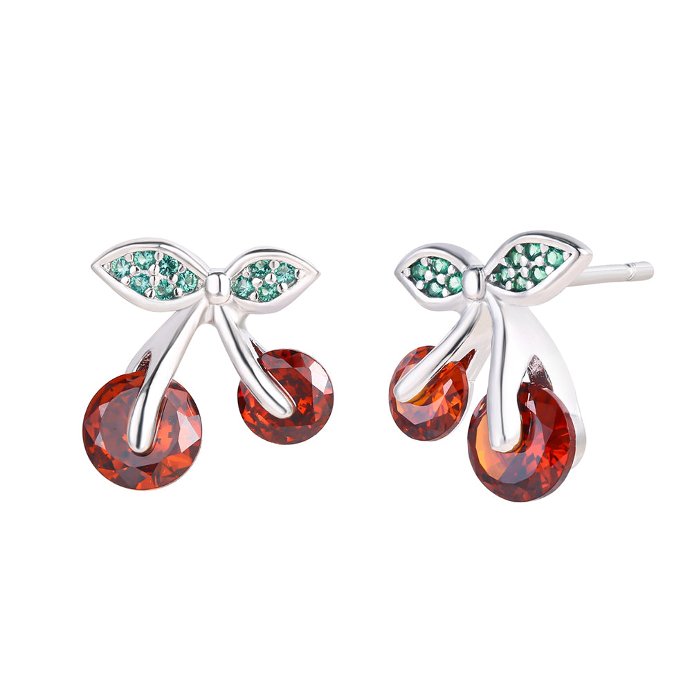 Whitegold Tone Alloy Earrings with Red and Green Emporia Crystals 1 