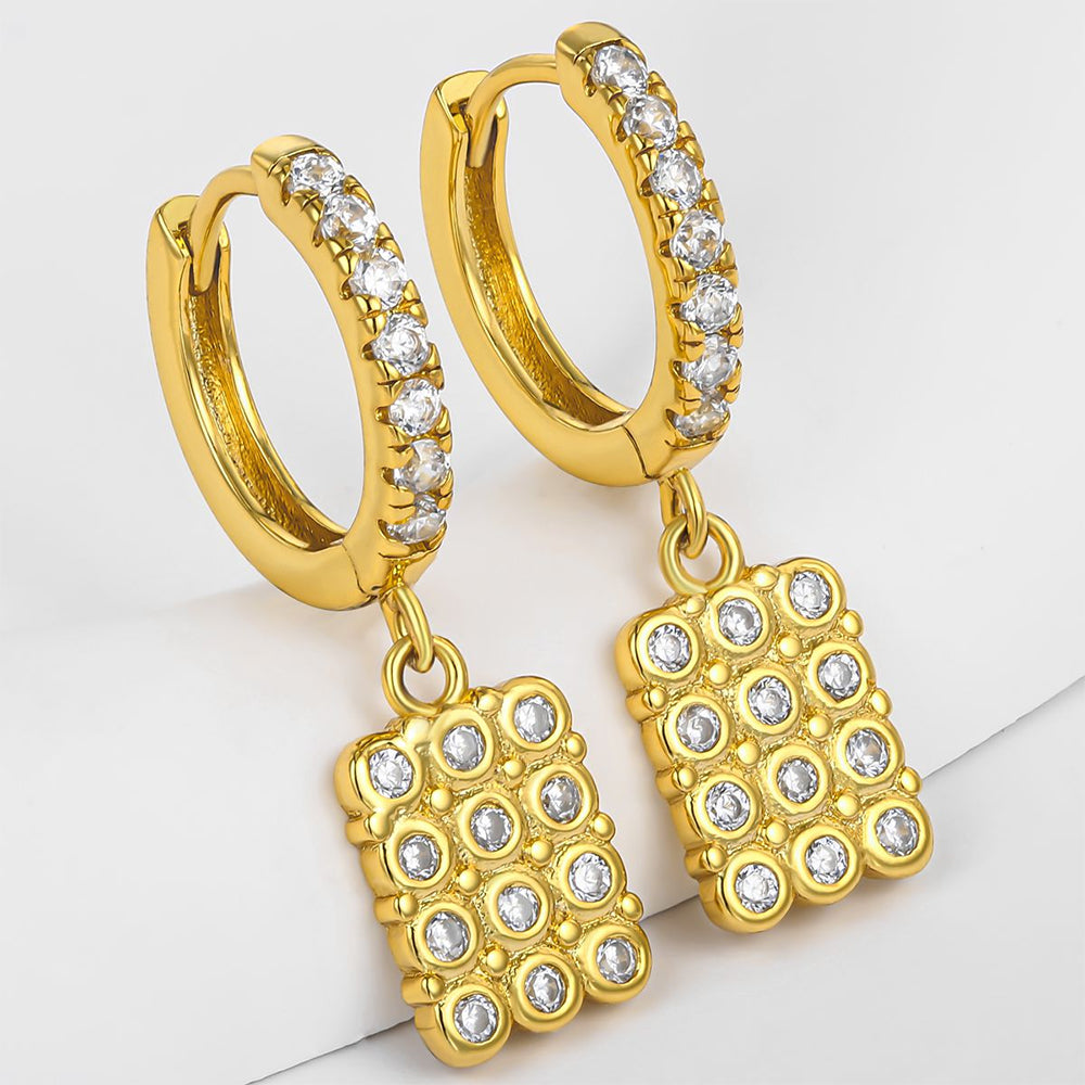 Pendientes de Aleación Bañado en Oro con Cristal Emporia® Blanco 1 