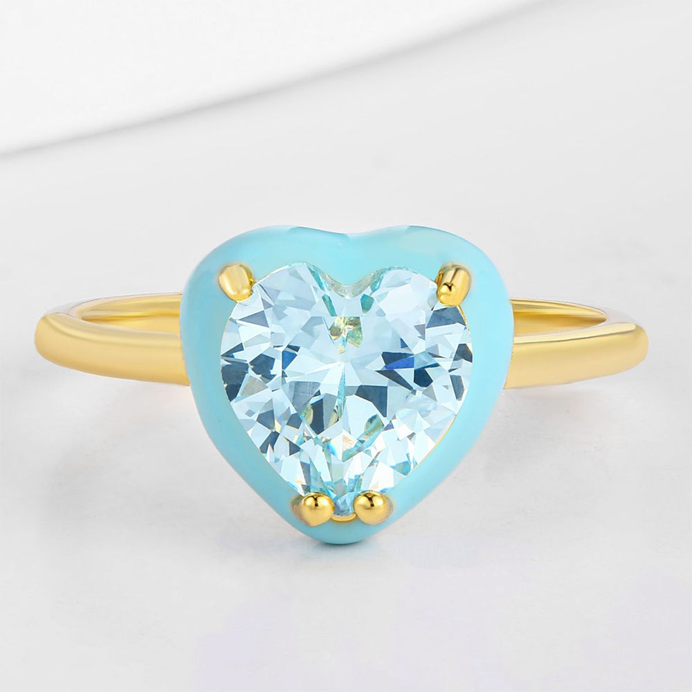 Anillo de Aleación Bañado en Oro con Cristal Emporia® Azul