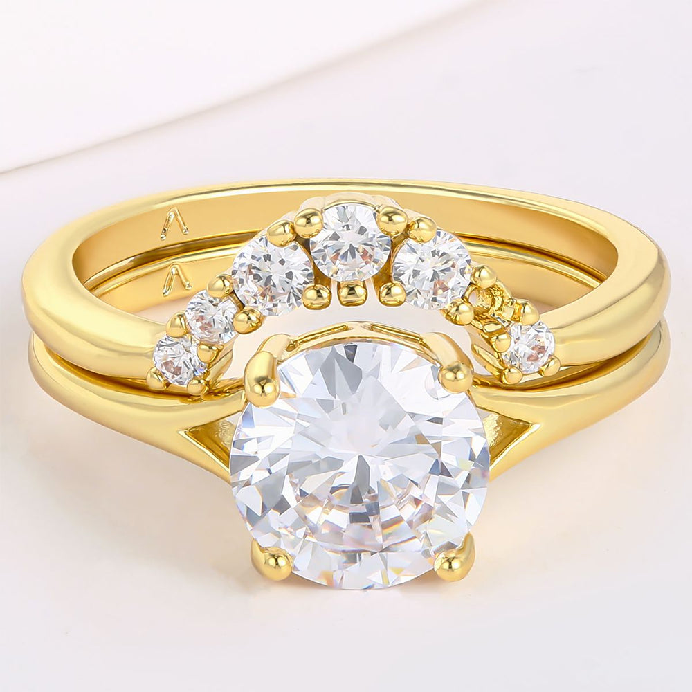 Anillo de Aleación Bañado en Oro con Cristal Emporia® Blanco 1 