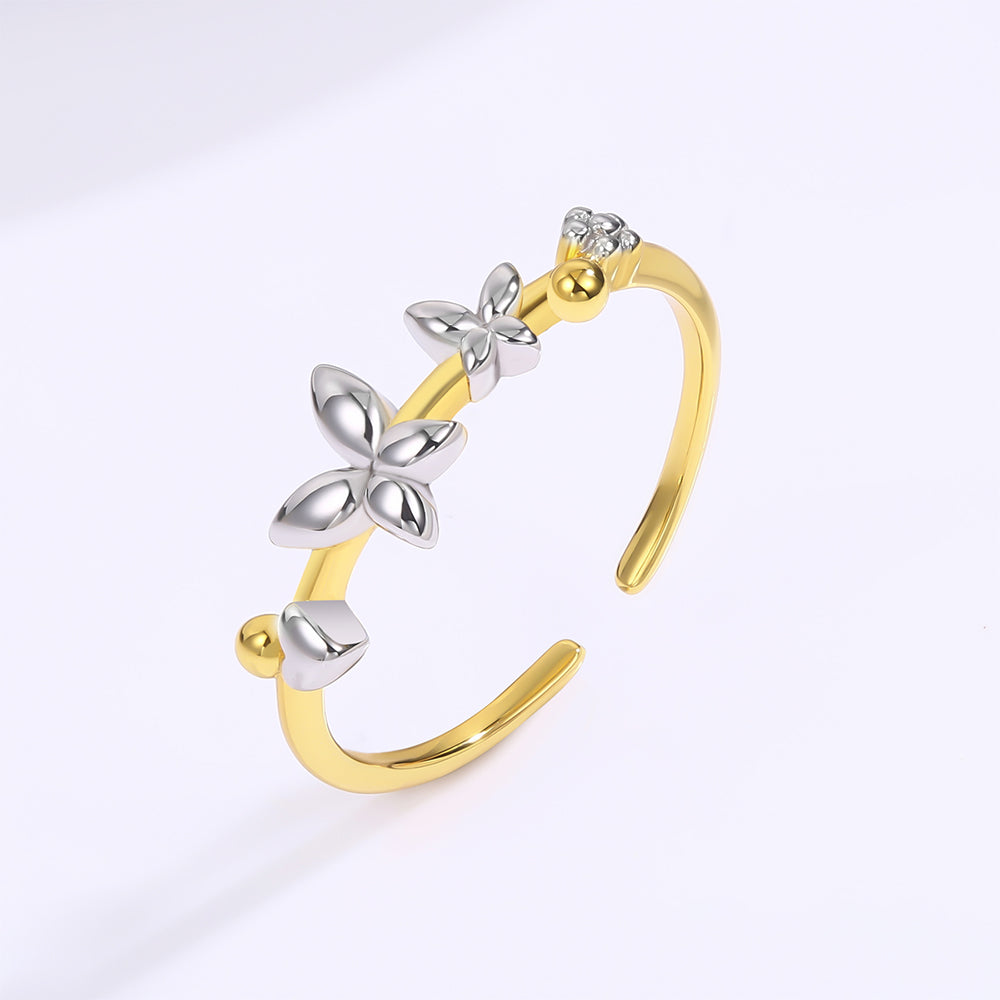 Anillo de Aleación Bañado en Oro con Cristal Emporia® Blanco 1 