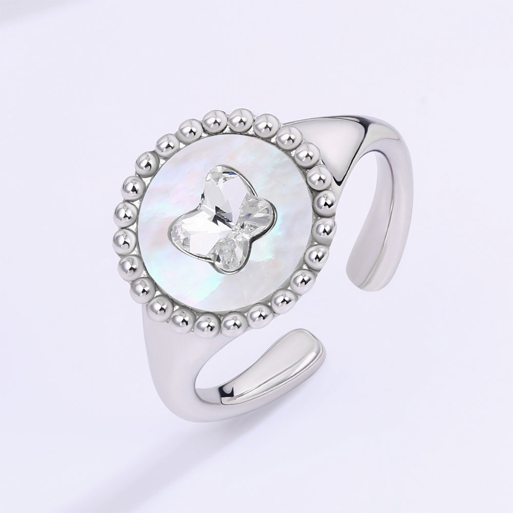 Anillo de Aleación Bañado en Oro con Cristal Emporia® Blanco 1 