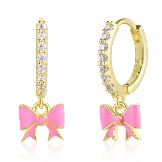 Pendientes de Aleación Bañado en Oro con Cristal Emporia® Rosa
