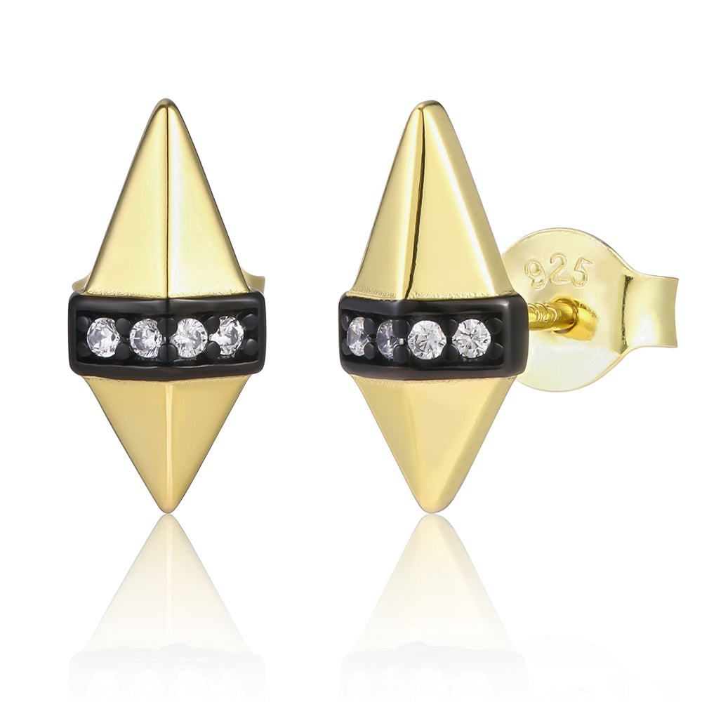 Pendientes de Aleación Bañado en Oro con Cristal Emporia® Blanco y Esmalte 1 