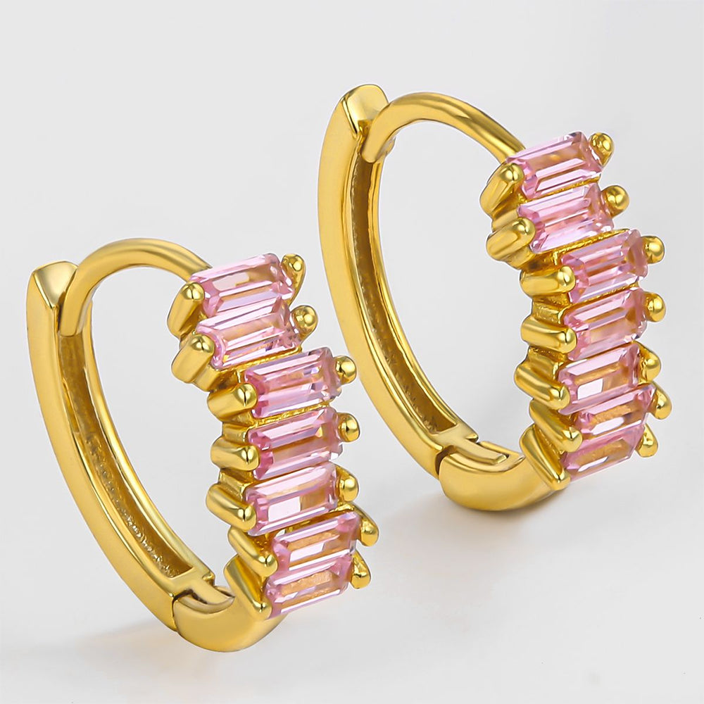 Pendientes de Aleación Bañado en Oro con Cristal Emporia® Rosa 1 