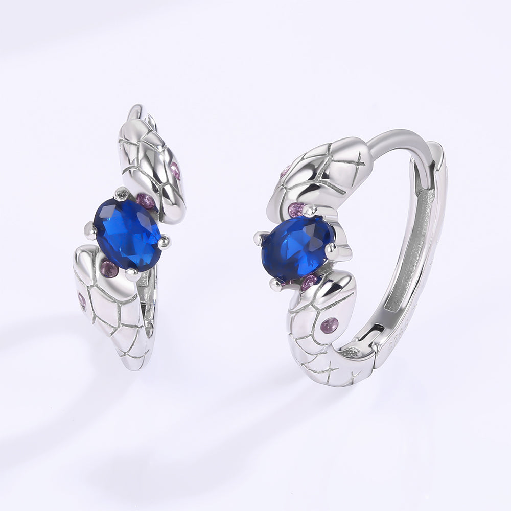 Pendientes de Aleación Bañado en Oro con Cristal Emporia® Azul y Cristal Emporia® Blanco