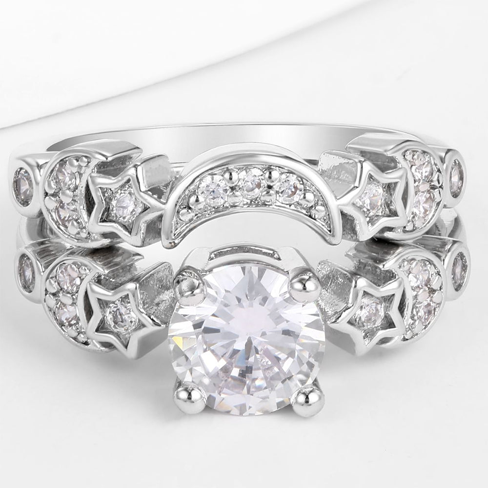 Anillo de Aleación Bañado en Oro con Cristal Emporia® Blanco 1 