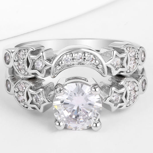 Anillo de Aleación Bañado en Oro con Cristal Emporia® Blanco