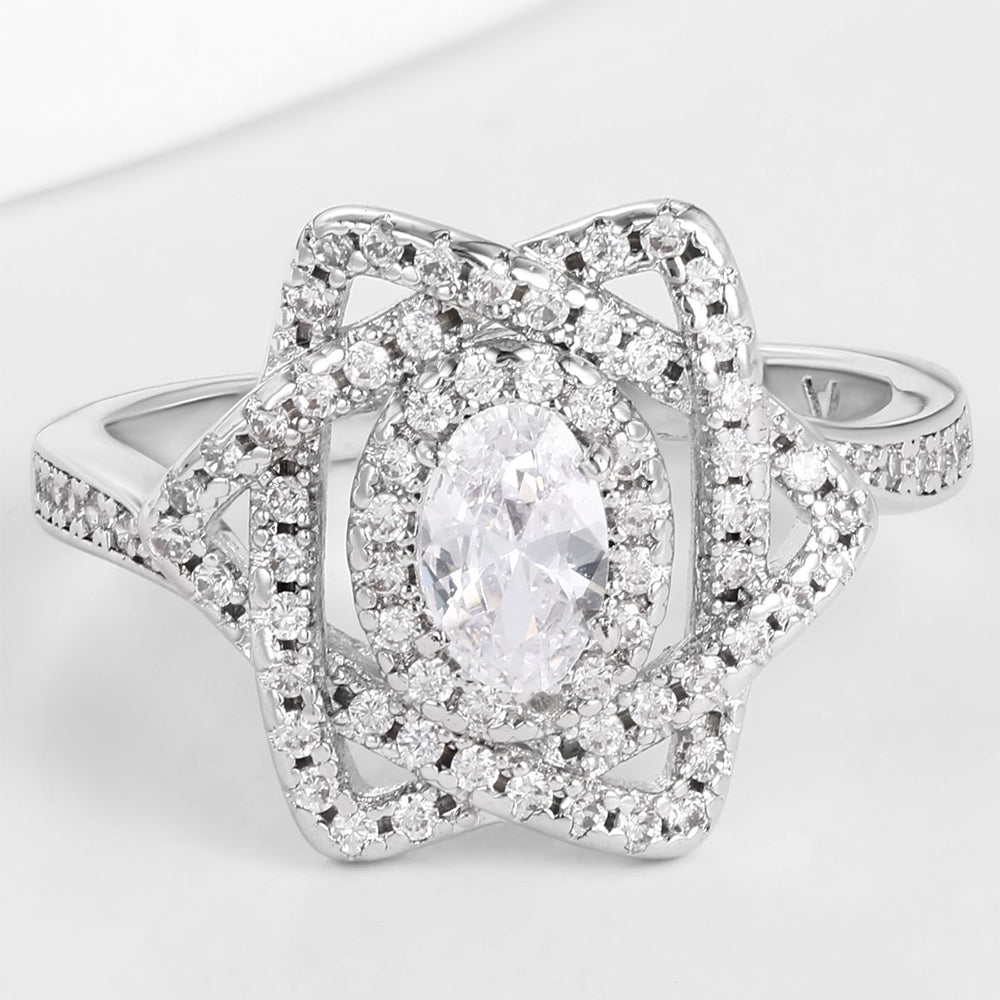 Anillo de Aleación Bañado en Oro con Cristal Emporia® Blanco 1 