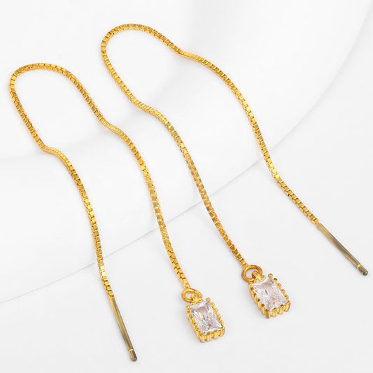 Pendientes de Aleación Bañado en Oro con Cristal Emporia® Blanco