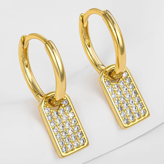 Pendientes de Aleación Bañado en Oro con Cristal Emporia® Blanco