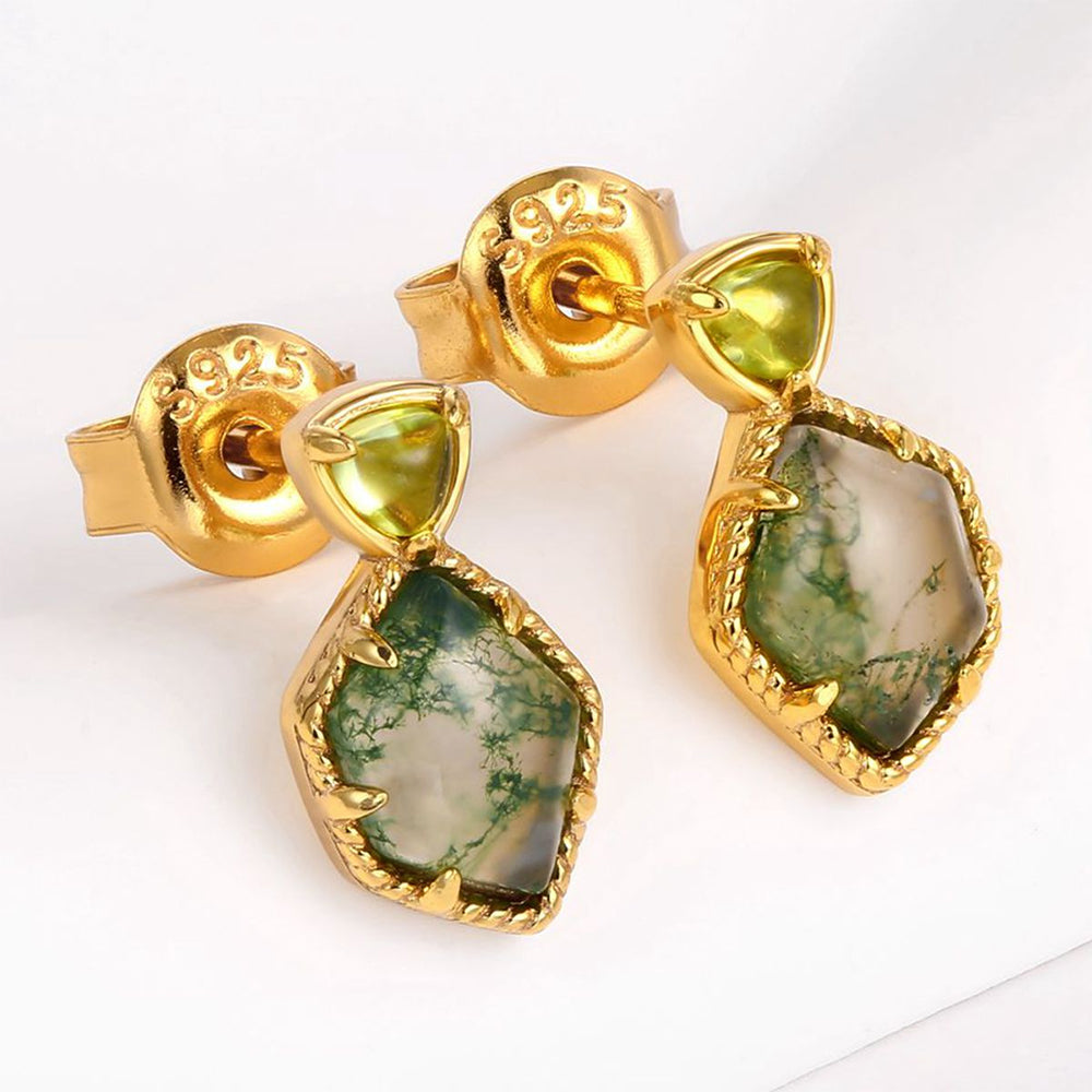 Pendientes de Aleación Bañado en Oro con Cristal Emporia® Verde 1 