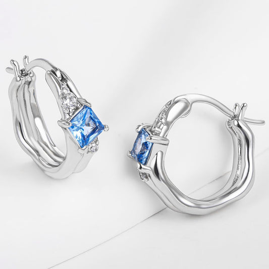 Pendientes de Aleación Bañado en Oro con Cristal Emporia® Azul