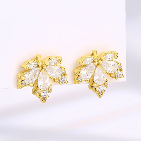 Pendientes de Aleación Bañado en Oro con Cristal Emporia® Blanco