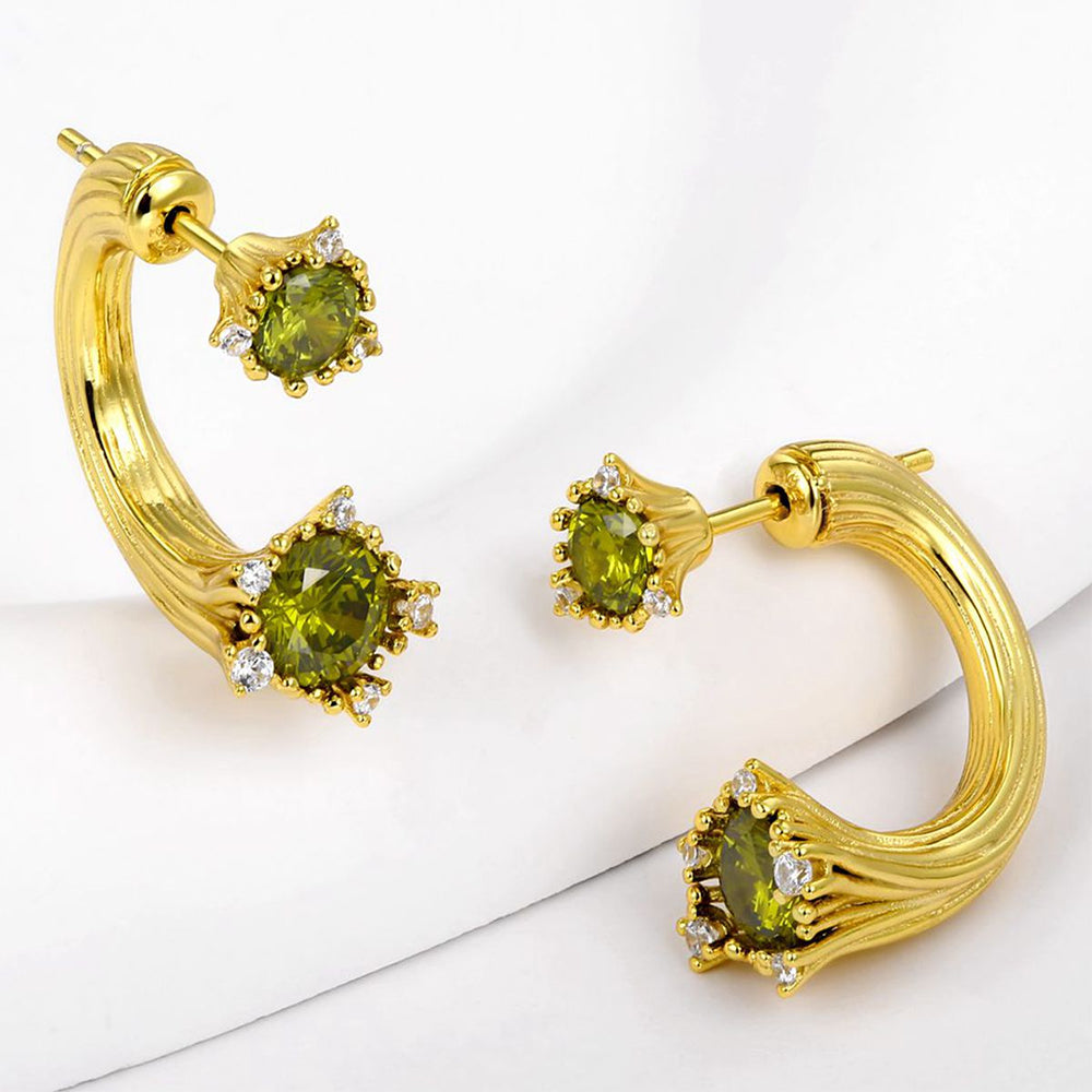 Pendientes de Aleación Bañado en Oro con Cristal Emporia® Verde 1 